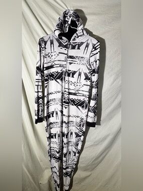 Black & White Aztec Print Zip-Front Women's Onsie